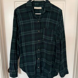Green Plaid Button-Up Shirt